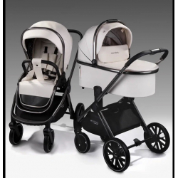 Коляска детская из экокожи 2в1 Amarobaby Motus Premium Ecco, молочный